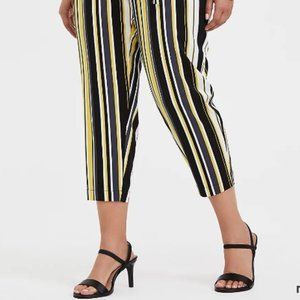 Pull-On Taper Stretch Challis High-Rise-Tie-Front Pant